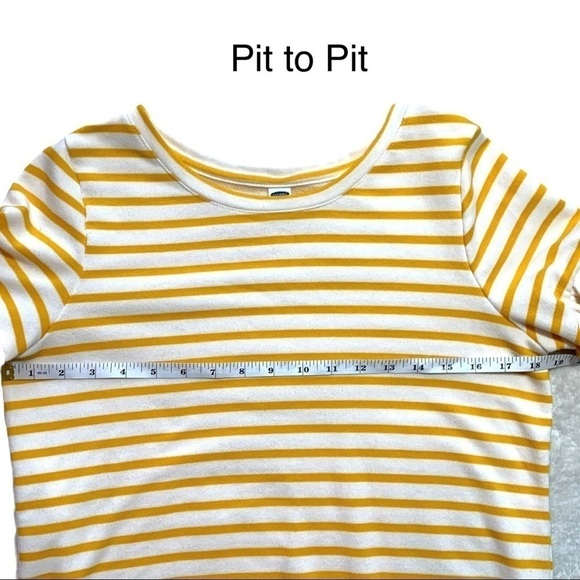 Old Navy Lemon Yellow Ruffled Stripe Pull On Crewneck Sweatshirt Top Small - Picture 12 of 15